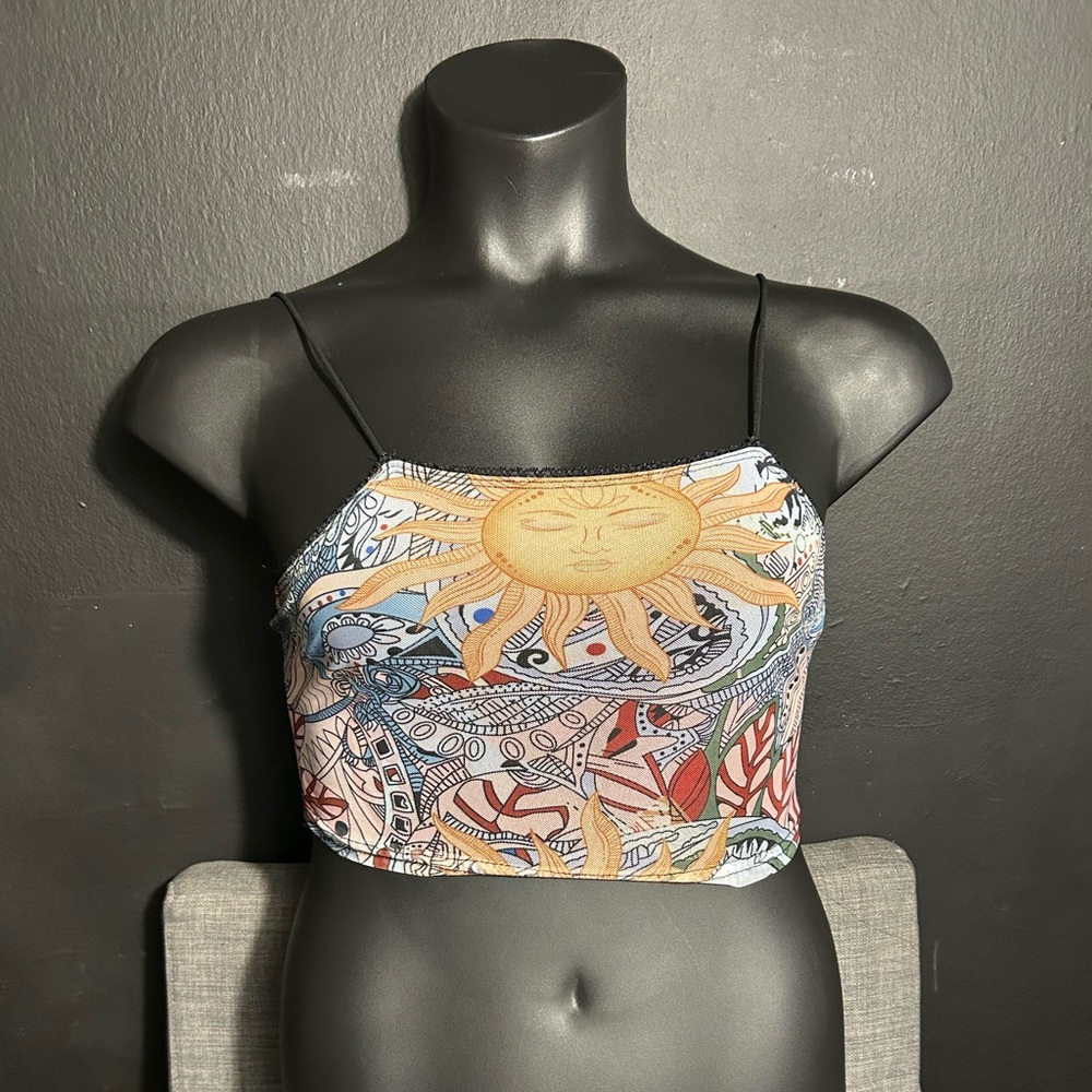 Sun and Moon Print Women's Crop Top